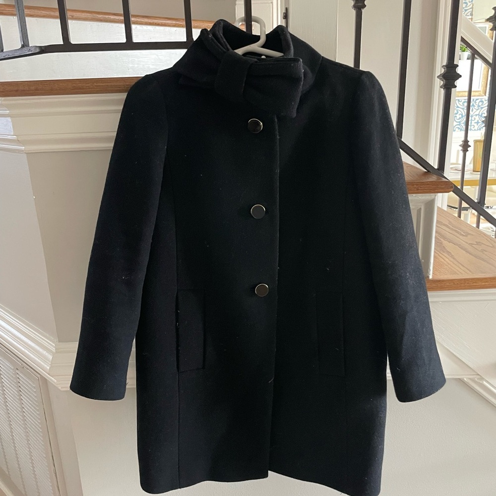 Kate Spade Black Bow Wool Peacoat